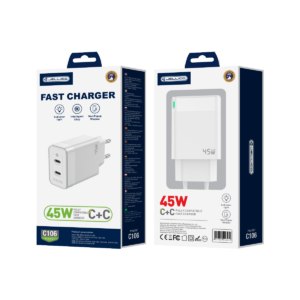 JELLICO wall charger C106 GaN PD 45W 2xUSB-C White
