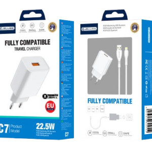 JELLICO wall charger C7 22.5W 1xUSB QC3.0 + cable Lightning White