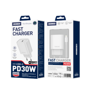 JELLICO wall charger EU53 PD 30W 1xUSB-C + cable USB-C - Lightning White