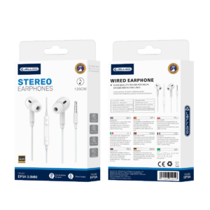 JELLICO wired earphones EP3A JACK 3.5MM with microphone 1.2M White