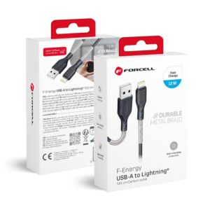 Forcell Cable USB A to Lightning F-Energy 2,4A 12W Carbon 1 m CB-01A black