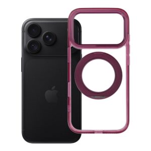 Case for iPhone 18 Pro / 17 Pro Frame Circle Stand compatible with MagSafe burgundy
