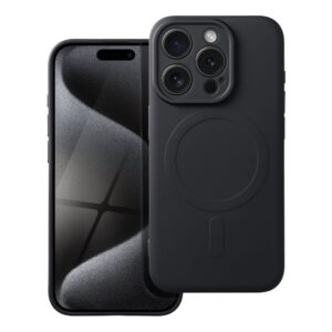 Silicone Mag Cover case for iPhone 15 PRO compatible with MagSafe (camera protection) black