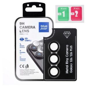 Blue Star Tempered Glass Camera Lens Protector for Samsung S26 Easy Install black