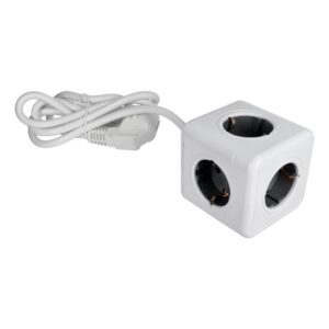 Power strip cube 5 sockets max 3680W with 1,4m power cable E03 white
