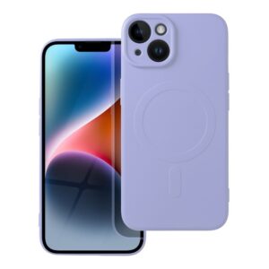 Silicone Mag Cover case for iPhone 14 compatible with MagSafe (camera protection) purple