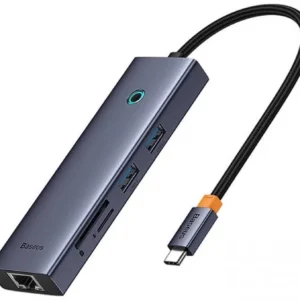 Hub Baseus UltraJoy 7-in-1 USB-C la HDMI4K@60Hz 2xUSB 3.0 1xPD 1xRJ45 1xSD 1xTF3.0 100W Gri