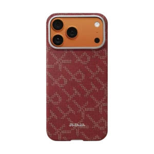 Husa Pitaka pentru iPhone 17 Pro Max Ultra-Slim PitaTap™ Monogram-Gold/Red