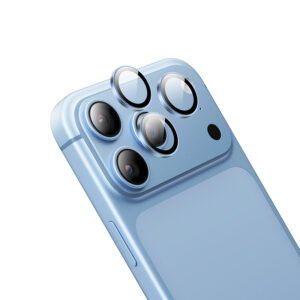 Borofone Tempered glass BF14 3D Metal Frame camera lens for Iphone 18 Pro/18 Pro Max light blue