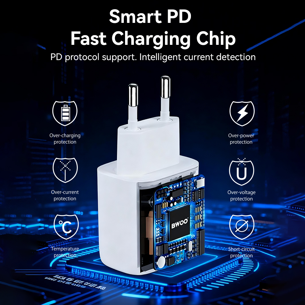 BWOO wall charger CDA233 PD 20W 1x USB-C with USB-C - USB-C cable white