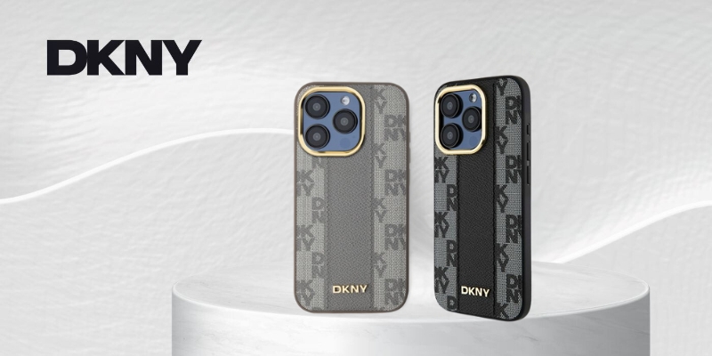 DKNY Checkered Pattern Magsafe iPhone 16 Pro Case - Black