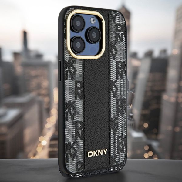 DKNY Checkered Pattern Magsafe iPhone 16 Pro Case - Black