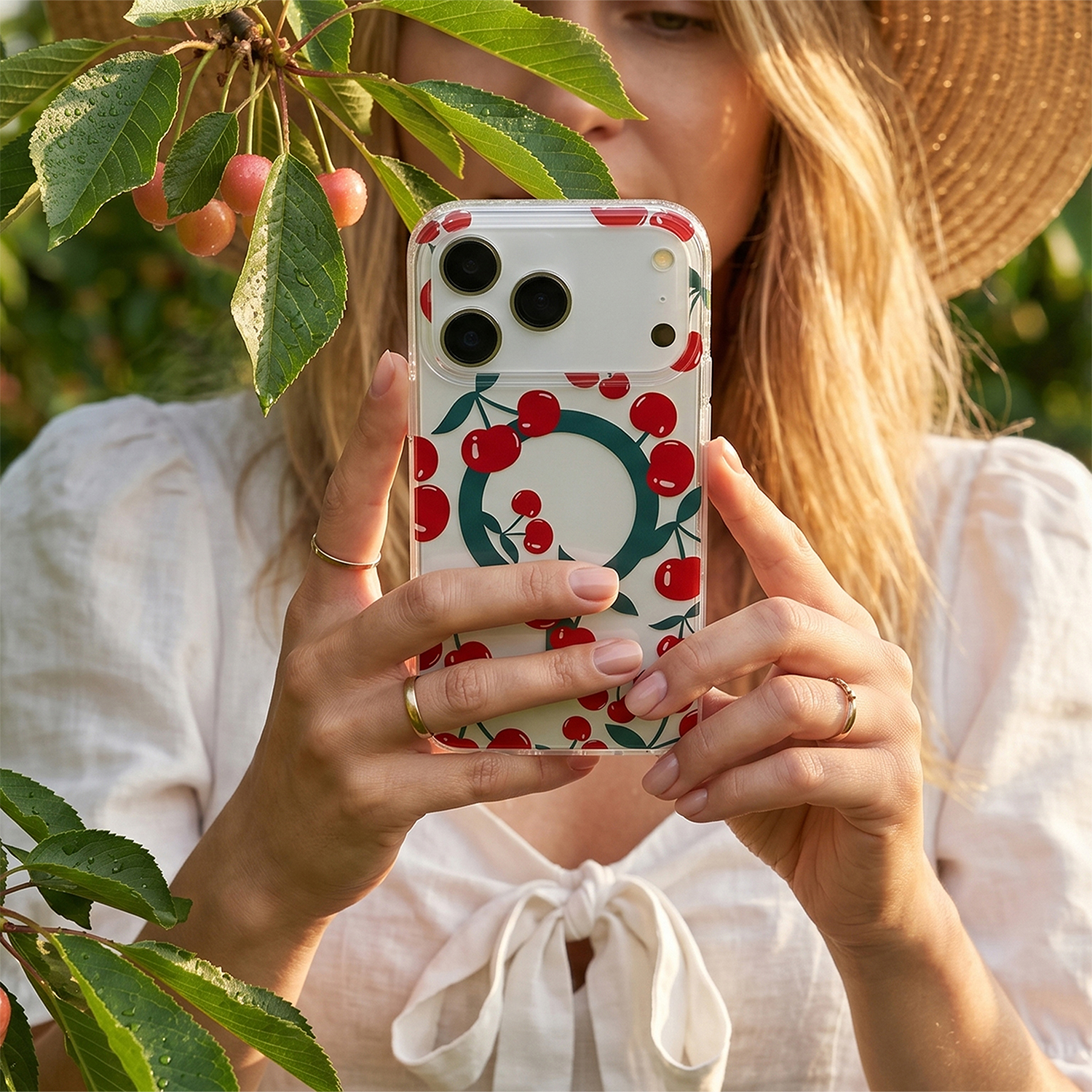 Cherry Mag case for Samsung Galaxy S24 / S25 glitter
