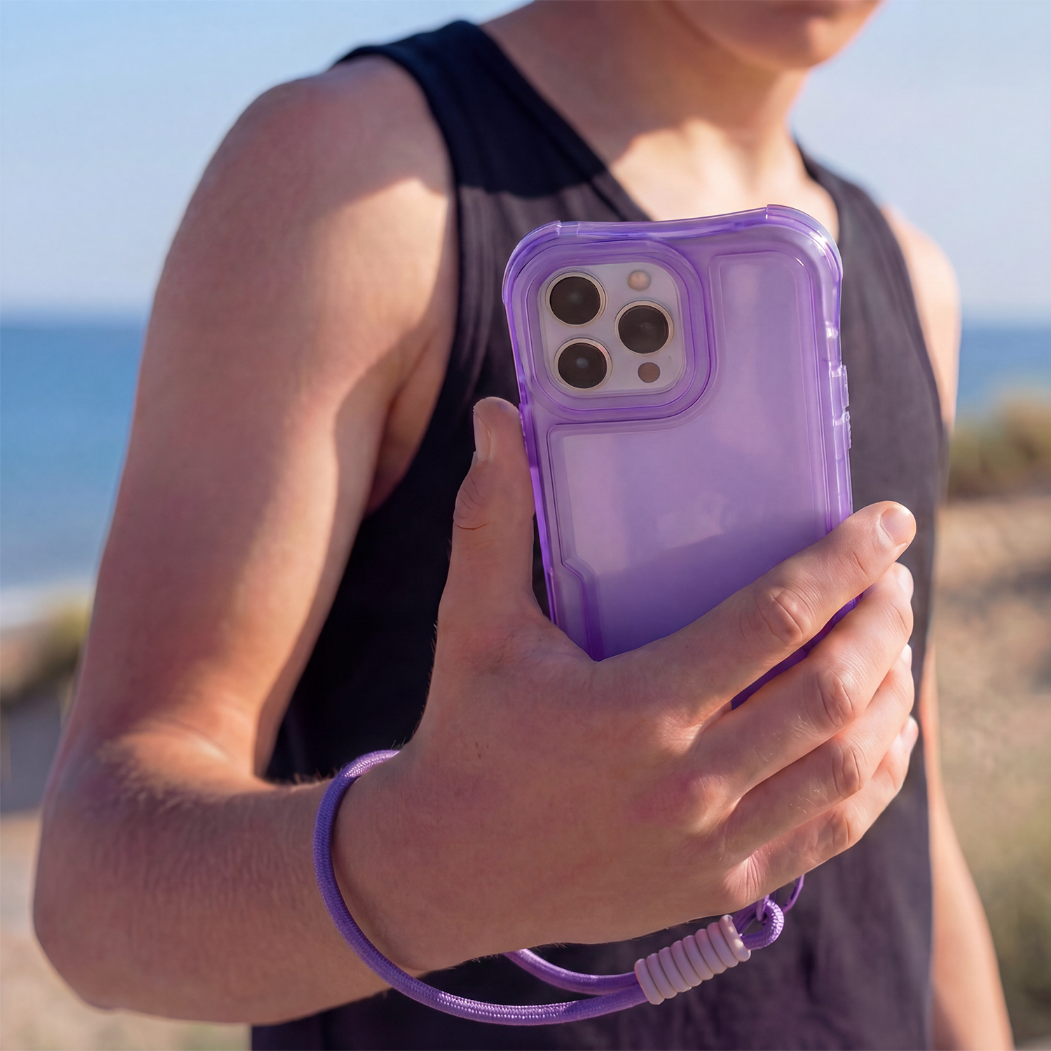 Safepop case with strap for iPhone 15 Pro 6,1" purple